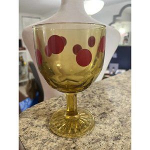 Vintage 1970s Retro Groovy Polka Dot Pedestal Drink Glass CupDesk Pencil Cup